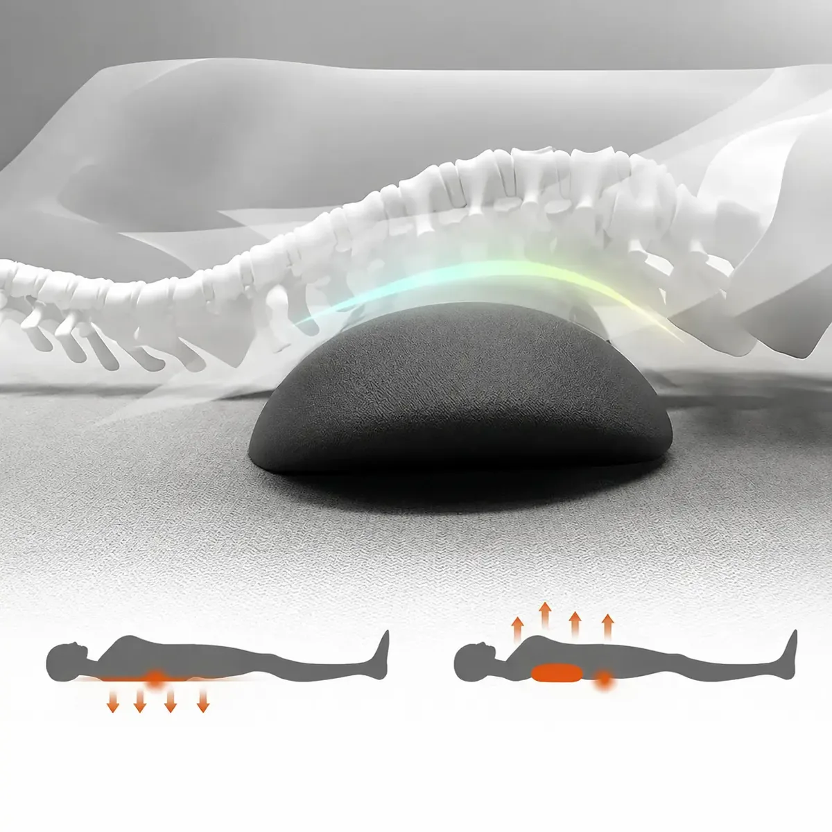 Schéma de la décompression vertébrale : espace discal comprimé puis rouvert